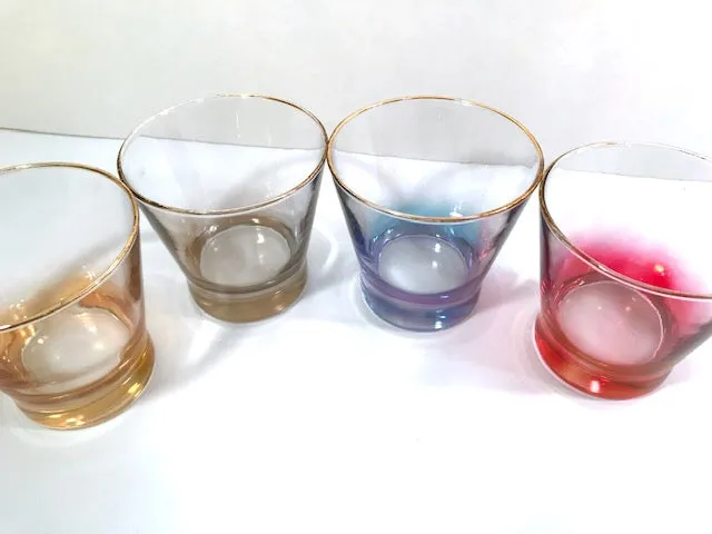 Mid-Century Rainbow Cocktail Glasses (Set of 4)