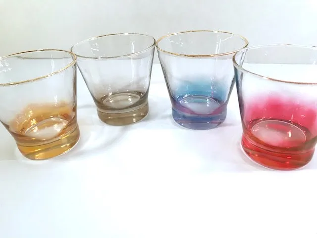 Mid-Century Rainbow Cocktail Glasses (Set of 4)