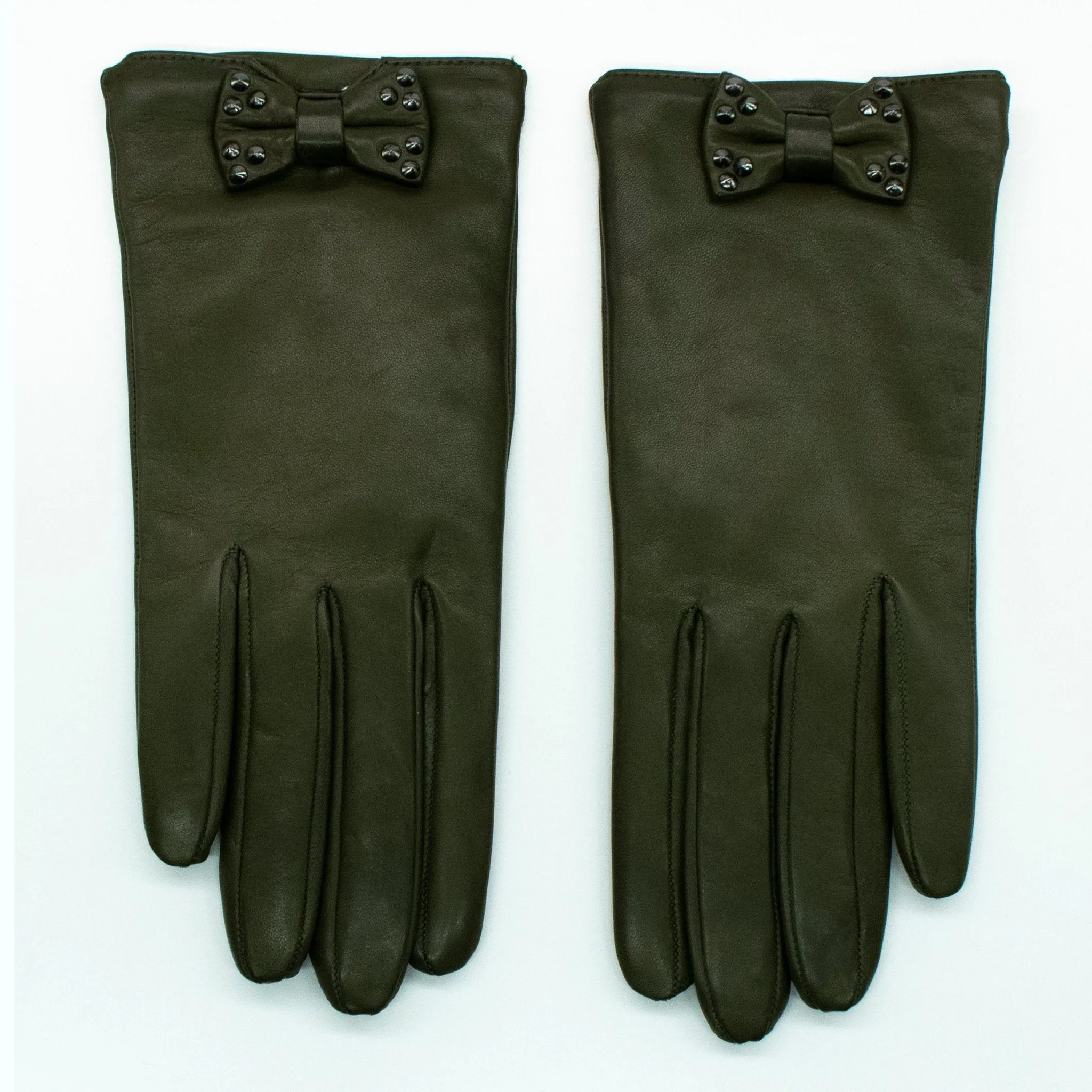 NAPPA LEATHER GLOVE WITH STUDDED BOW