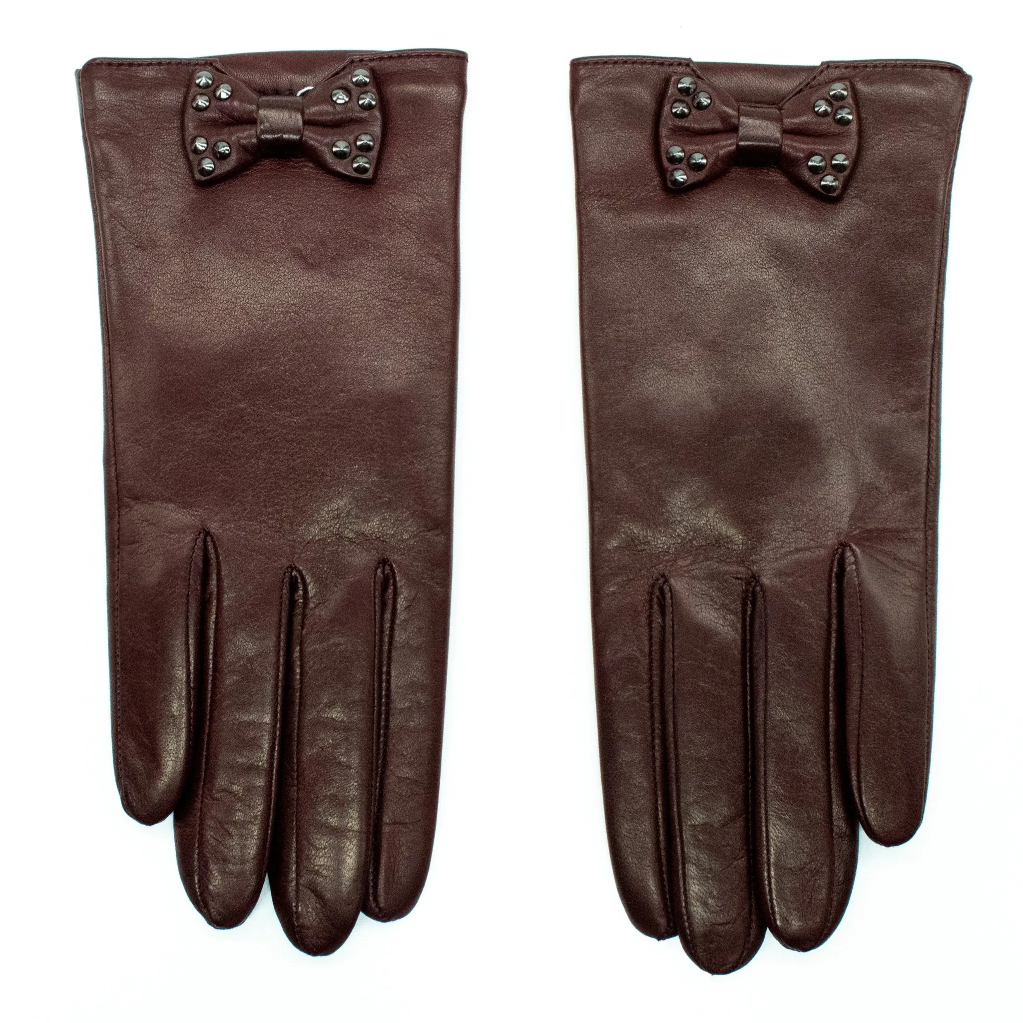 NAPPA LEATHER GLOVE WITH STUDDED BOW