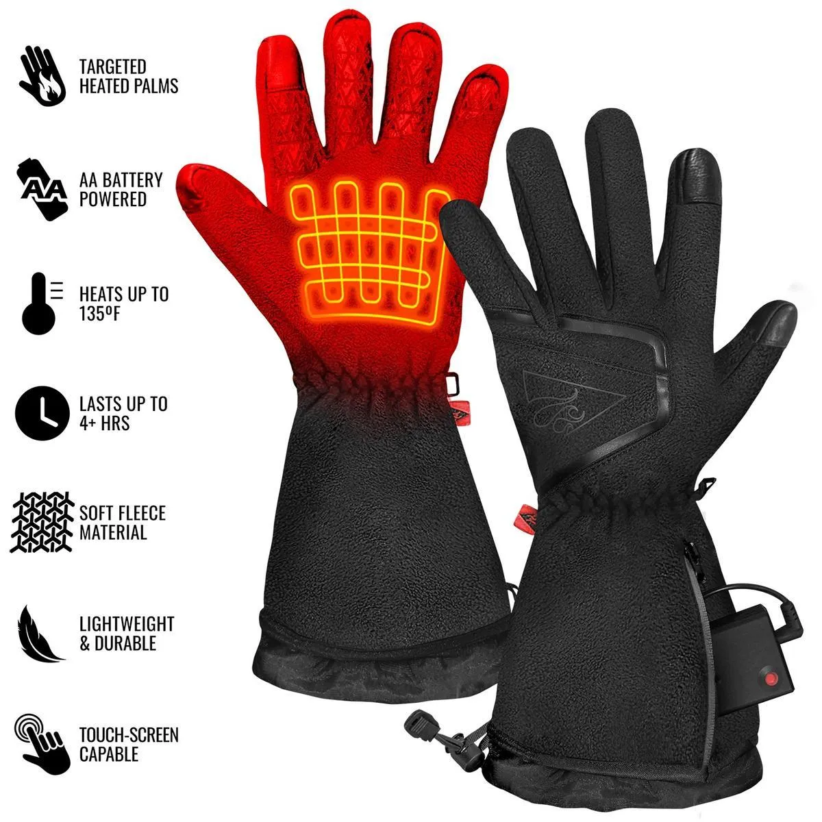 Open Box ActionHeat AA Men's Fleece Heated Gloves 2.0