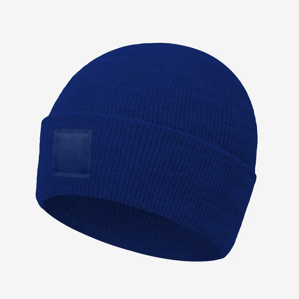 Royal Blue Acrylic Cuffed Beanie