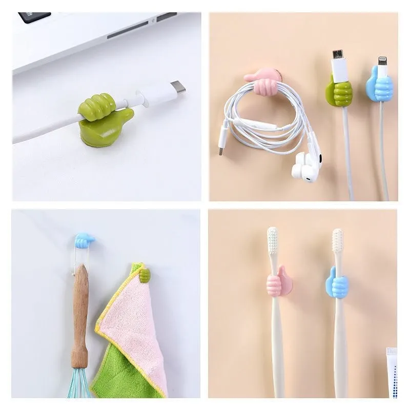 Silicone Thumb Wall Hook Cable Clip Wire Desk Organizer Brush Storage Wall Sticker Gadgets Useful Things For Home