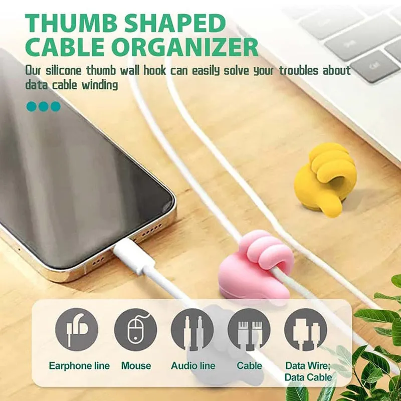 Silicone Thumb Wall Hook Cable Clip Wire Desk Organizer Brush Storage Wall Sticker Gadgets Useful Things For Home