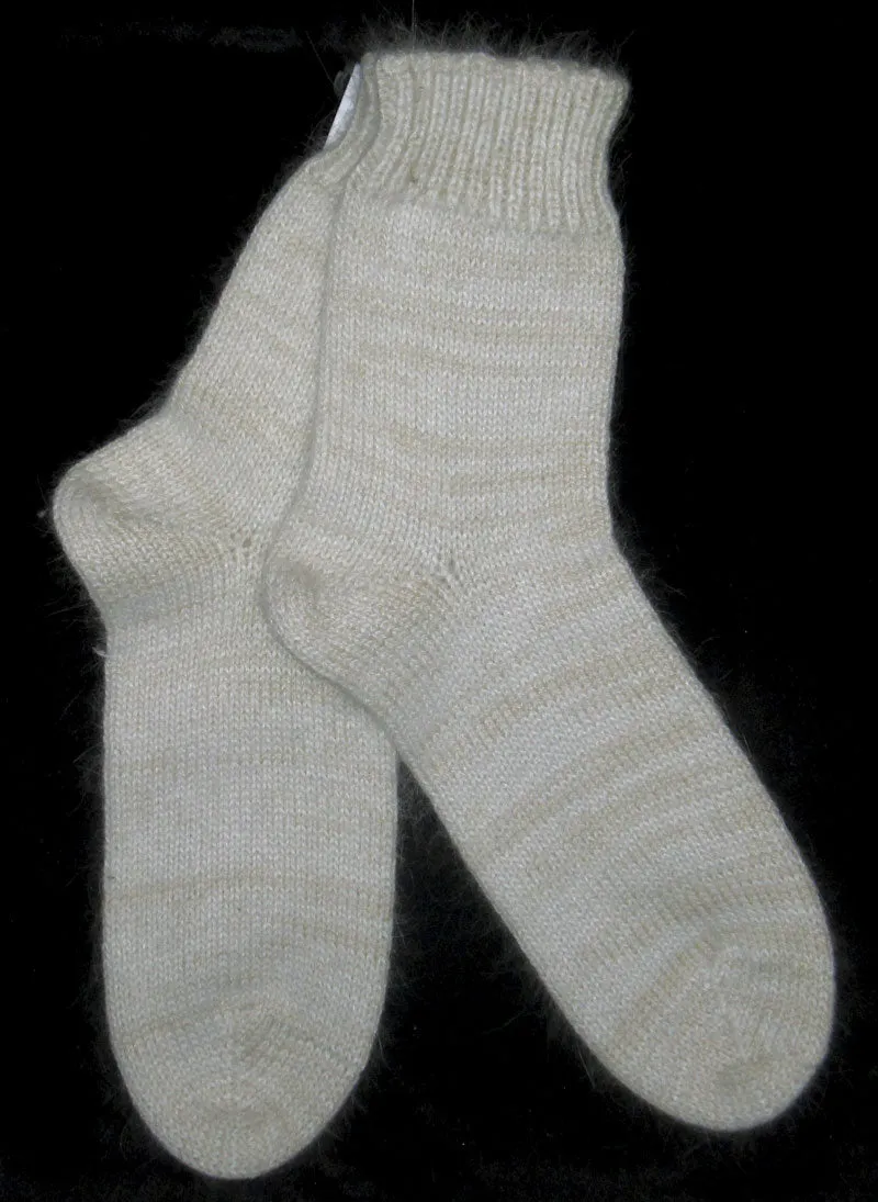 Socks - White Angora, Nylon Blend Merino, and Mohair