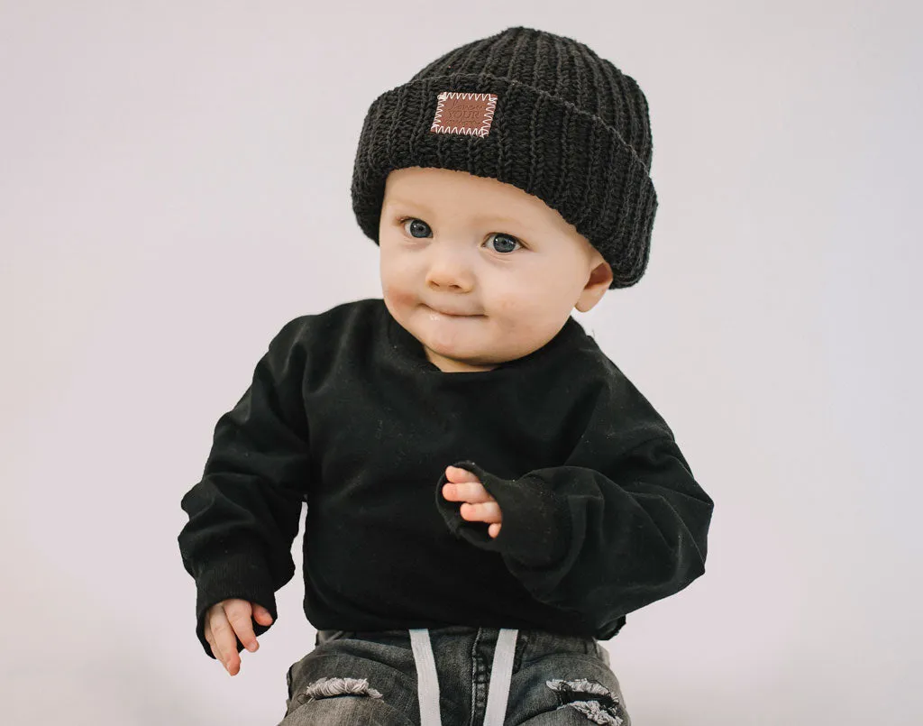 Toddler Black Cuffed Beanie