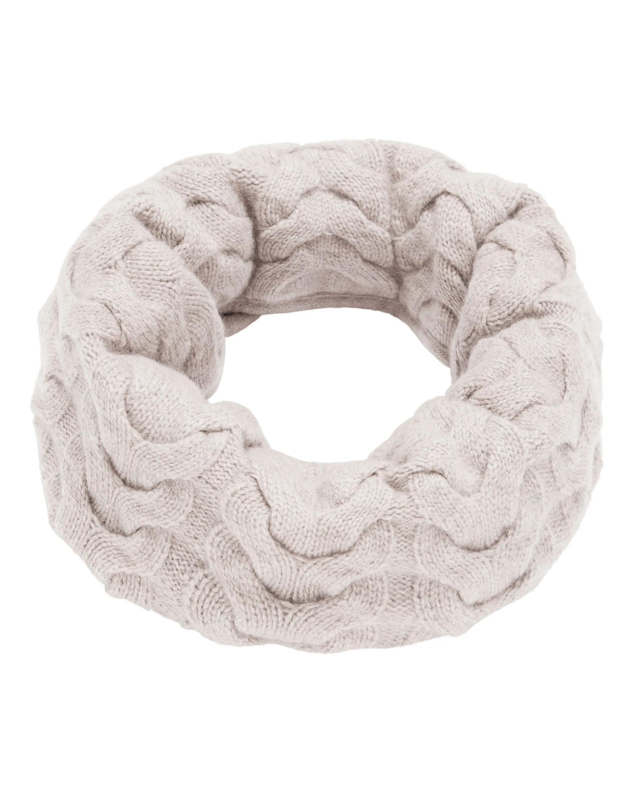 Unisex Cable Cashmere Snood Frost White