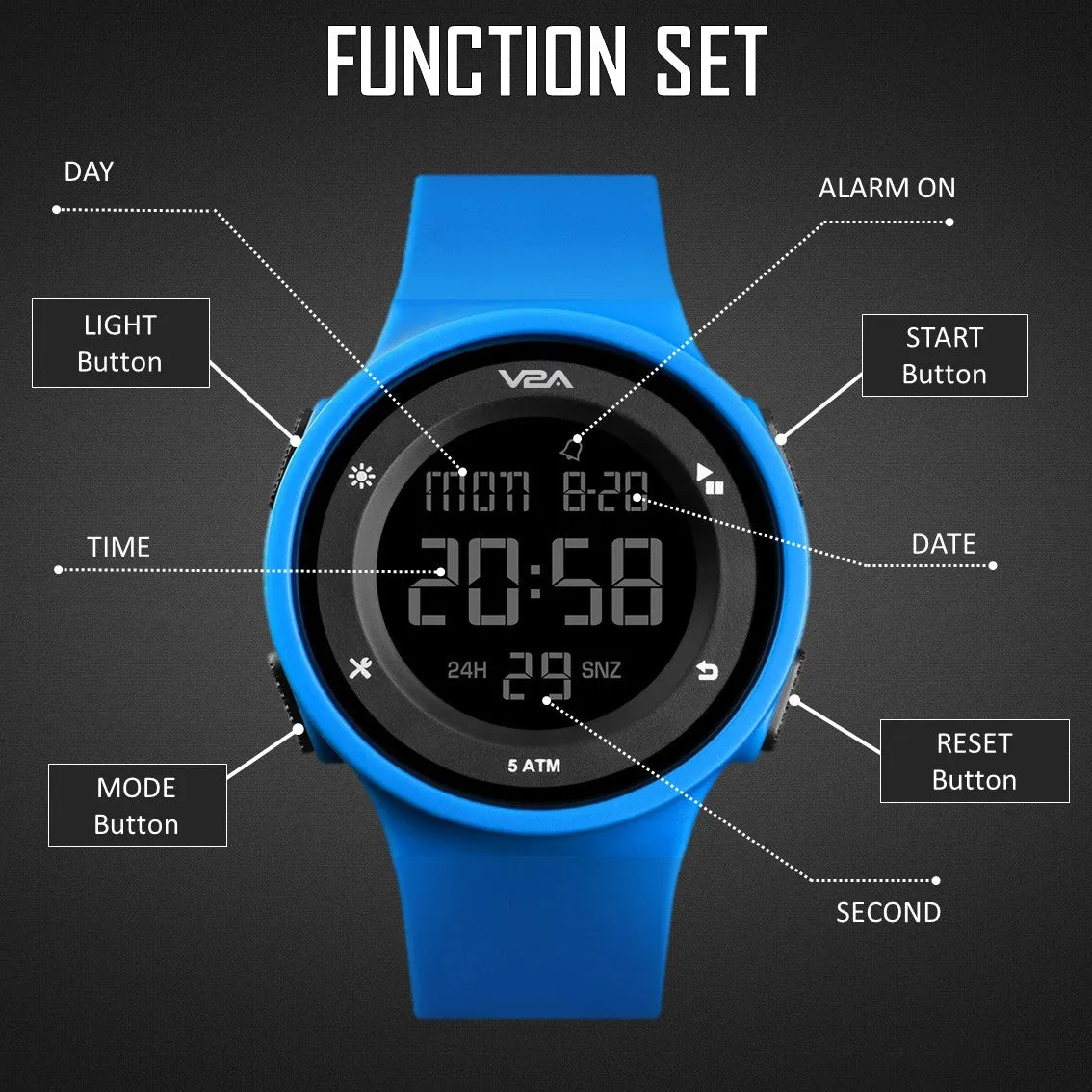 V2A Active Digital Sports Watch  for Women and Girls