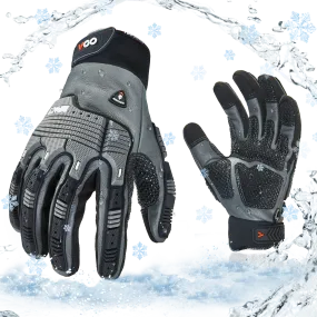 VGO 1 Pair -20℃/-4°F COLDPROOF, Winter Work Leather Gloves, Mechanics Gloves, Impact Gloves, Anti-Vibration Gloves For Men ( CA7722FLWP-GRA)