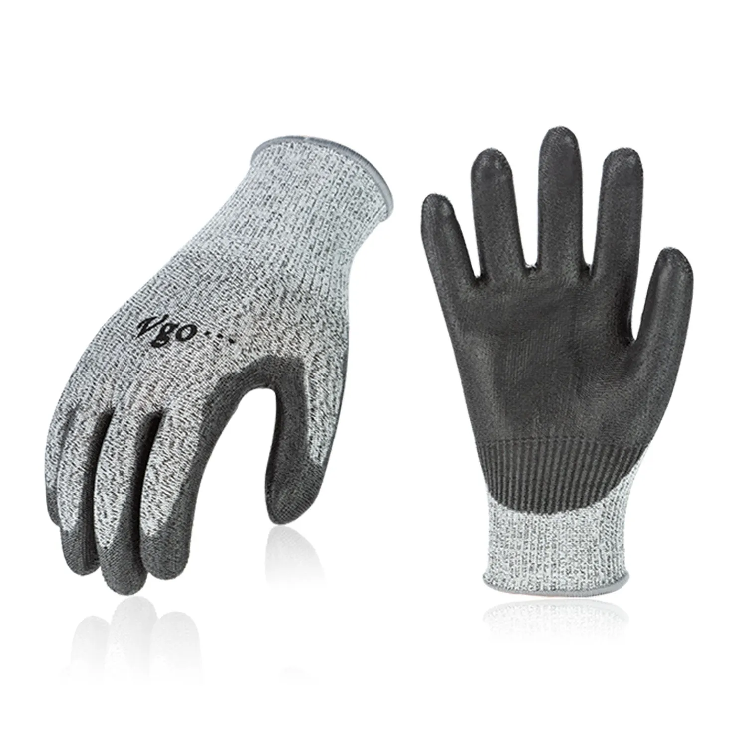 VGO 1/2 Pairs Level 5 Cut Resistant Gloves EN388 Certified Hand Protection Gloves (Grey,SK2131)