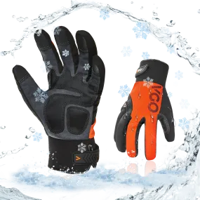 VGO 1Pair -20℃/-4°F Warm Winter Mechanic Gloves, Cold Weather Waterproof Safety Work Gloves,Cold Storage or Freezer Use,3M Thinsulate Lining,Touchscreen(SL8777FW-ORA)