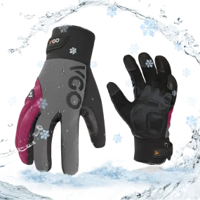 VGO 1Pair -20℃/-4°F Warm Winter Mechanic Gloves, Cold Weather Waterproof Safety Work Gloves,Cold Storage or Freezer Use,w/3M Thinsulate Lining,Touchscreen(SL8777FW-FM)