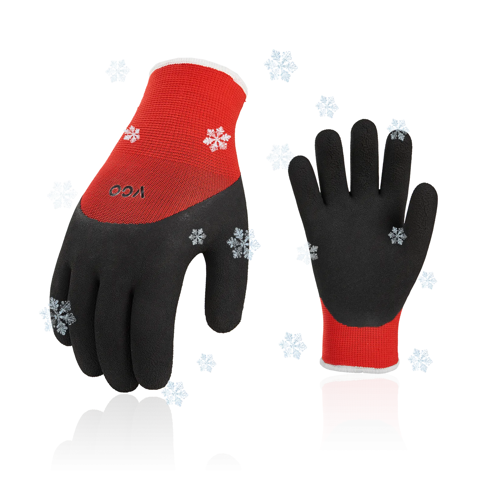 VGO 5Pairs Freezer Winter Work Gloves, Double Lining Rubber Latex Coated for Outdoor Heavy Duty Work(Black/Red, RB6032)