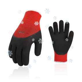 VGO 5Pairs Freezer Winter Work Gloves, Double Lining Rubber Latex Coated for Outdoor Heavy Duty Work(Black/Red, RB6032)