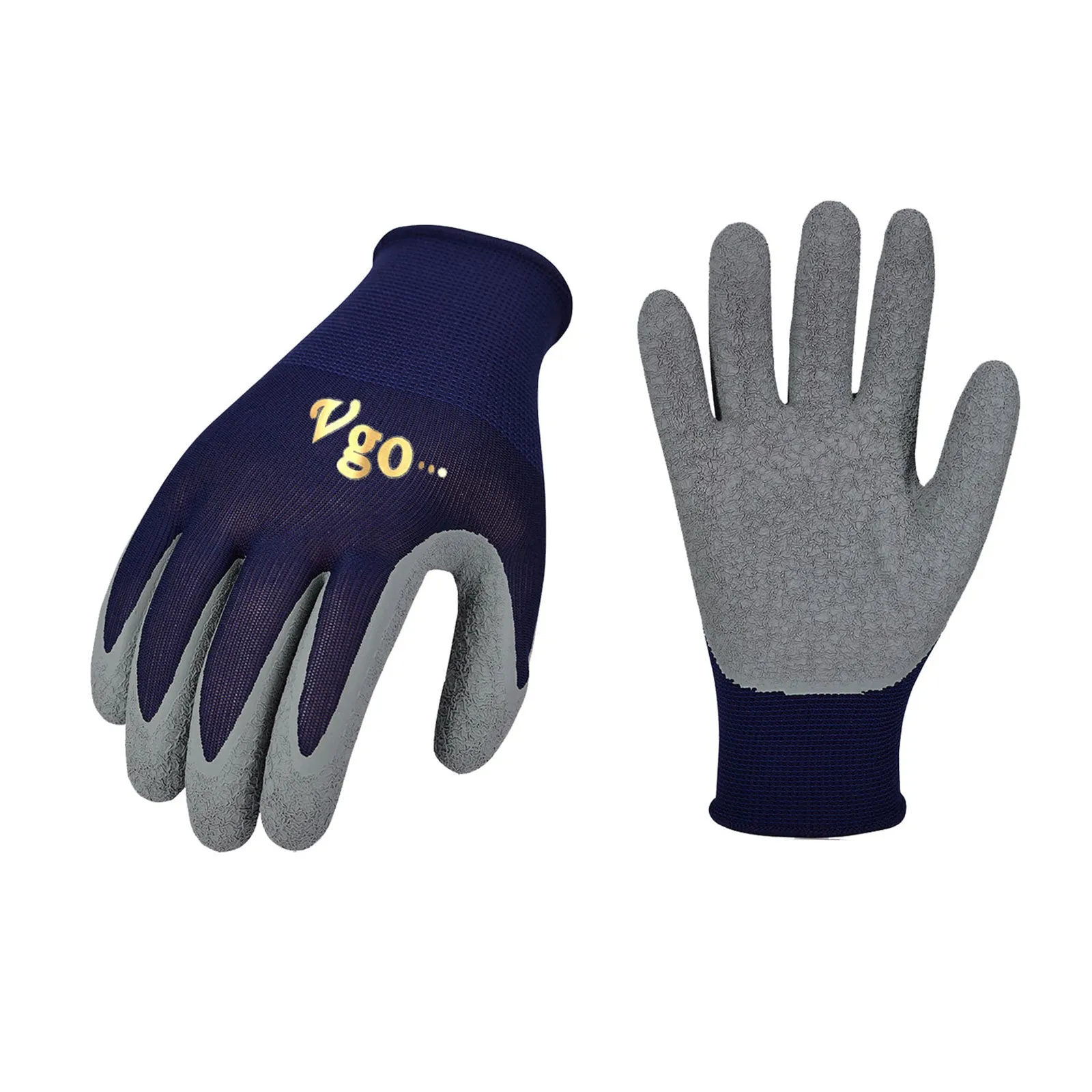 VGO 6 Pairs Latex Rubber Coated Gardening and Work Gloves (RB6023-GO)