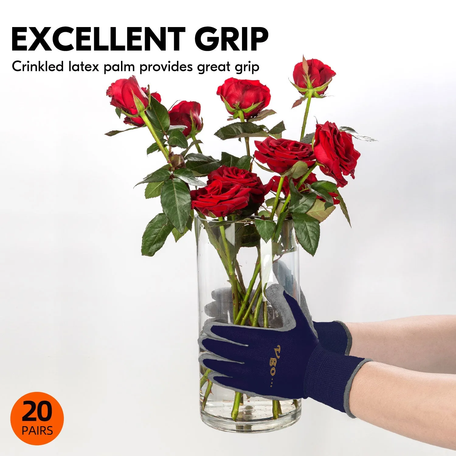 VGO 6 Pairs Latex Rubber Coated Gardening and Work Gloves (RB6023-GO)