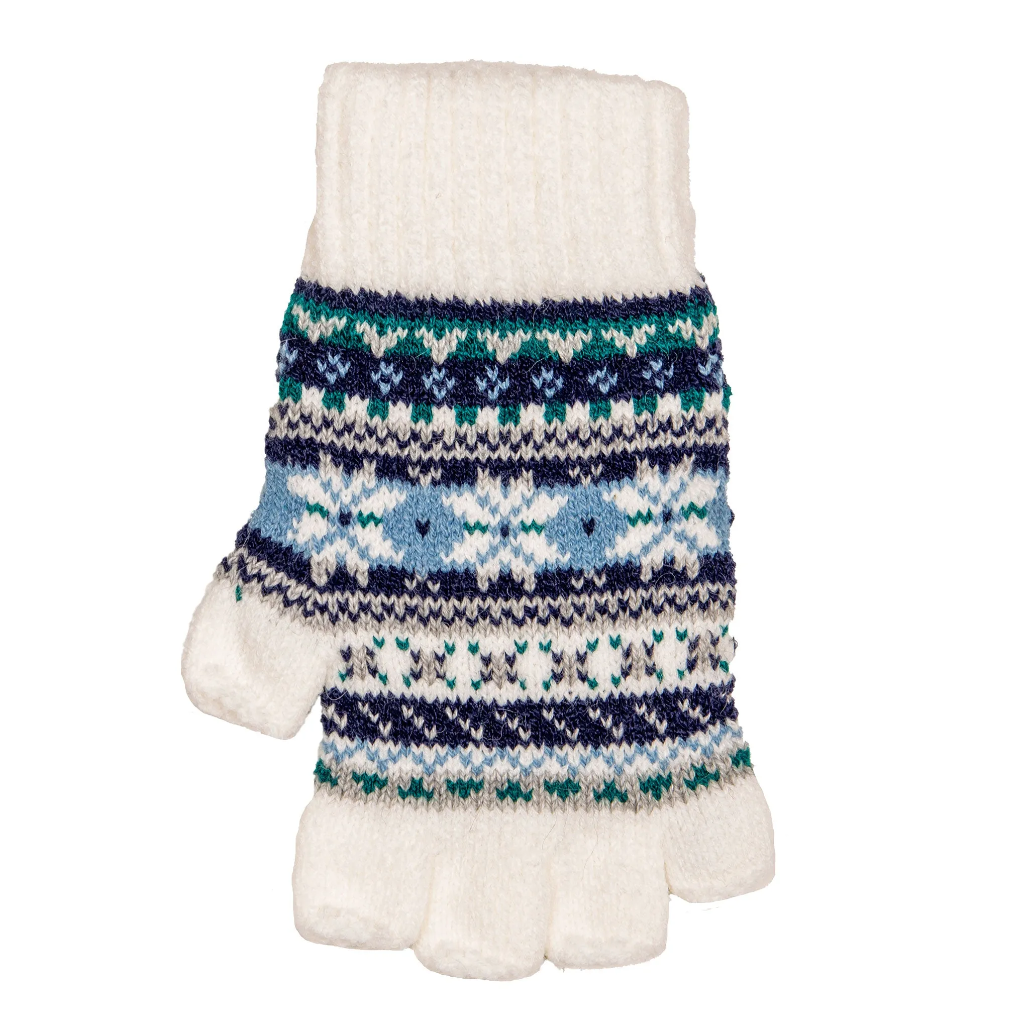 Women’s Fingerless Jacquard Fair Isle Knitted Gloves