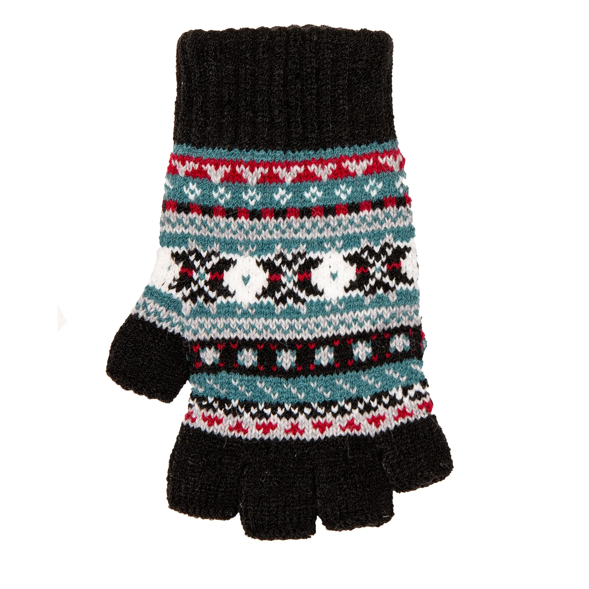 Women’s Fingerless Jacquard Fair Isle Knitted Gloves