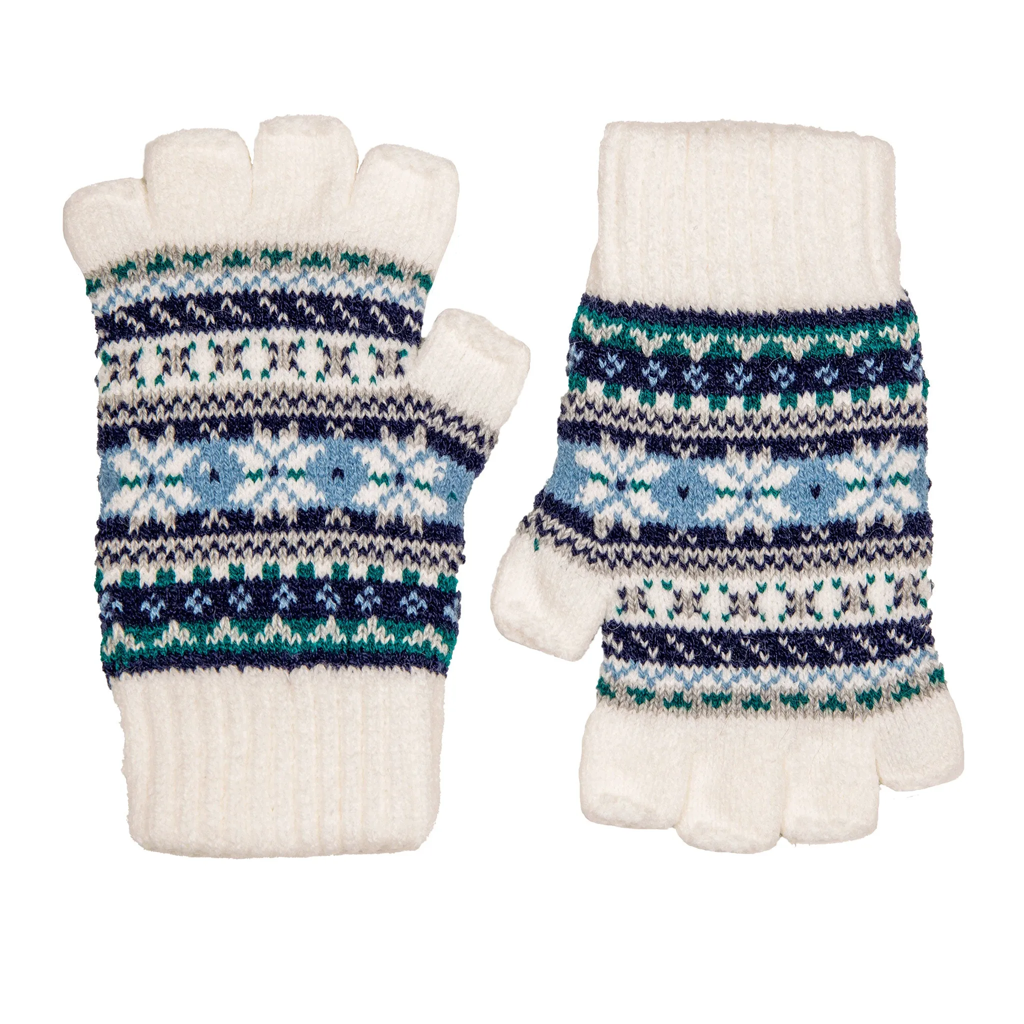 Women’s Fingerless Jacquard Fair Isle Knitted Gloves