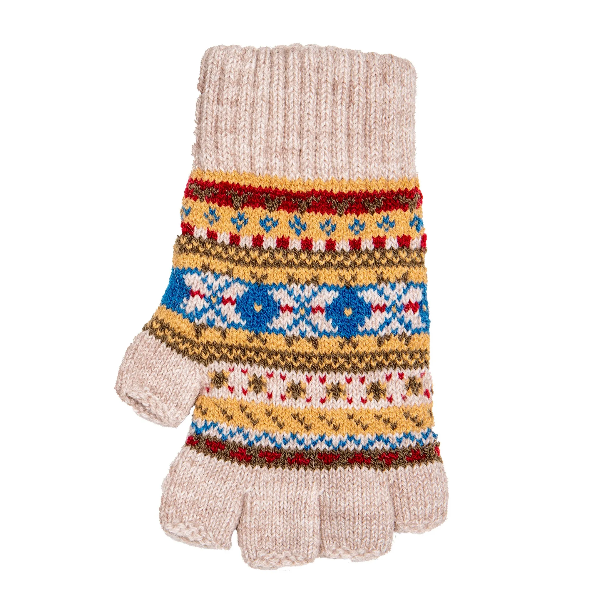 Women’s Fingerless Jacquard Fair Isle Knitted Gloves