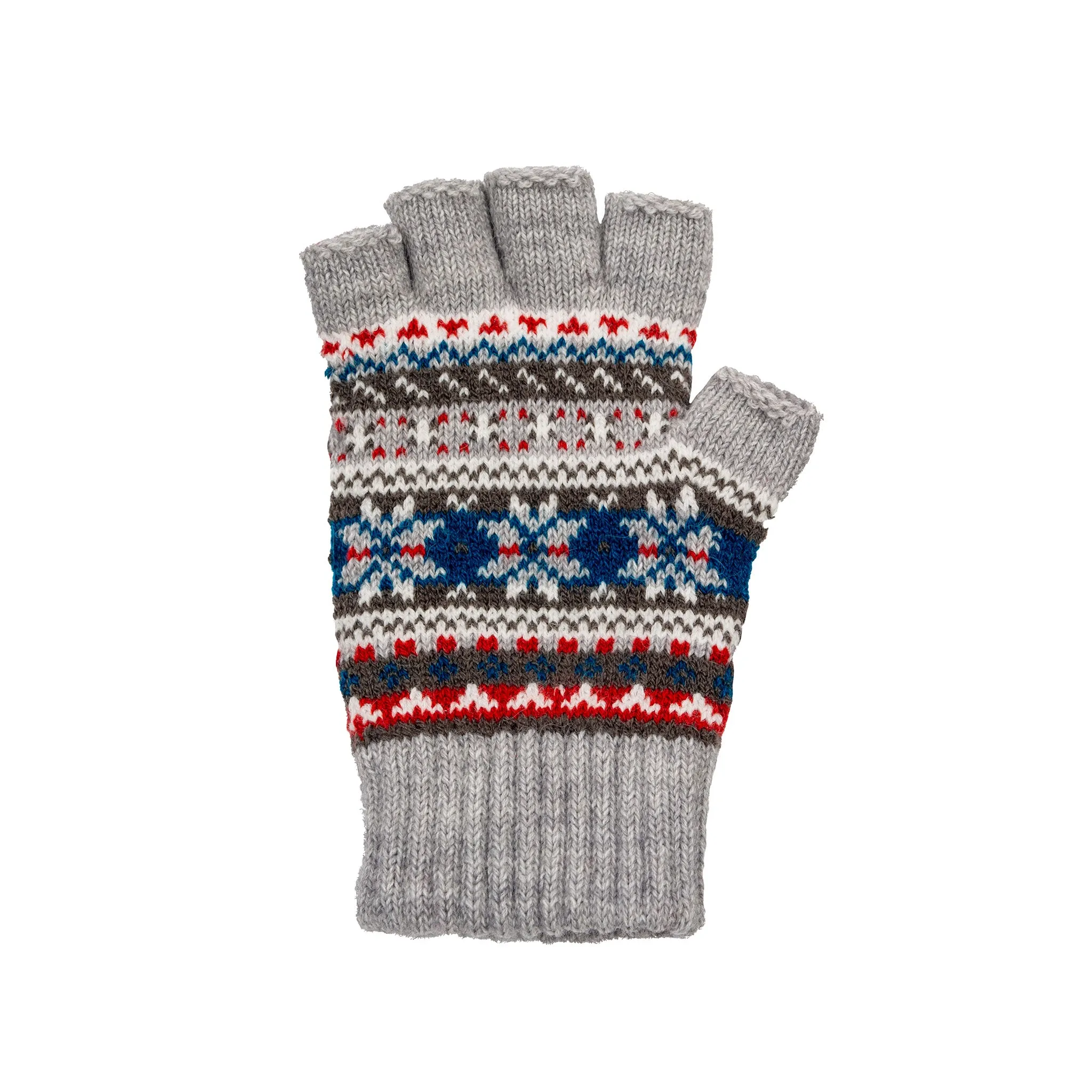 Women’s Fingerless Jacquard Fair Isle Knitted Gloves