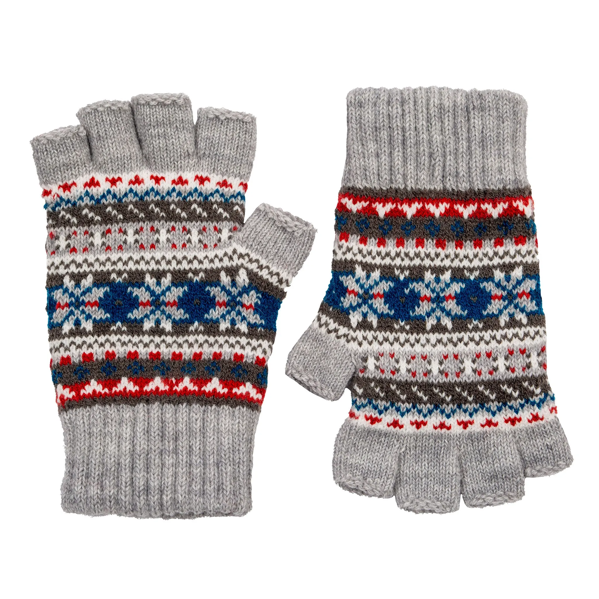 Women’s Fingerless Jacquard Fair Isle Knitted Gloves