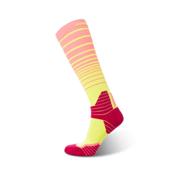 Women's Run Free Running Pink And Yellow knee high socks 2-packs