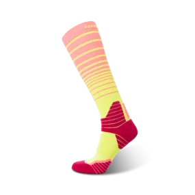 Women's Run Free Running Pink And Yellow knee high socks 2-packs