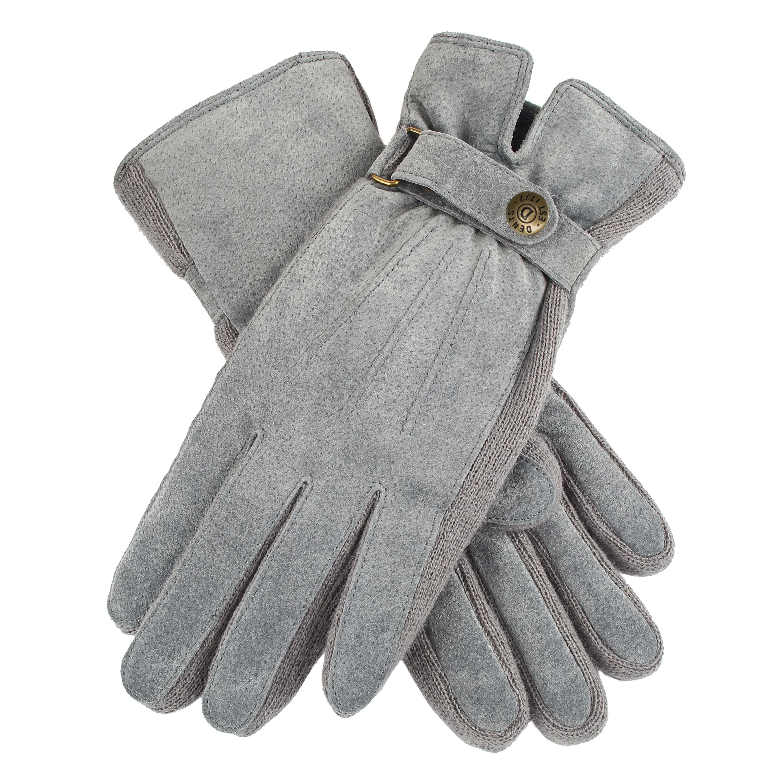 Women's Three-Point Fleece-Lined Suede Gloves