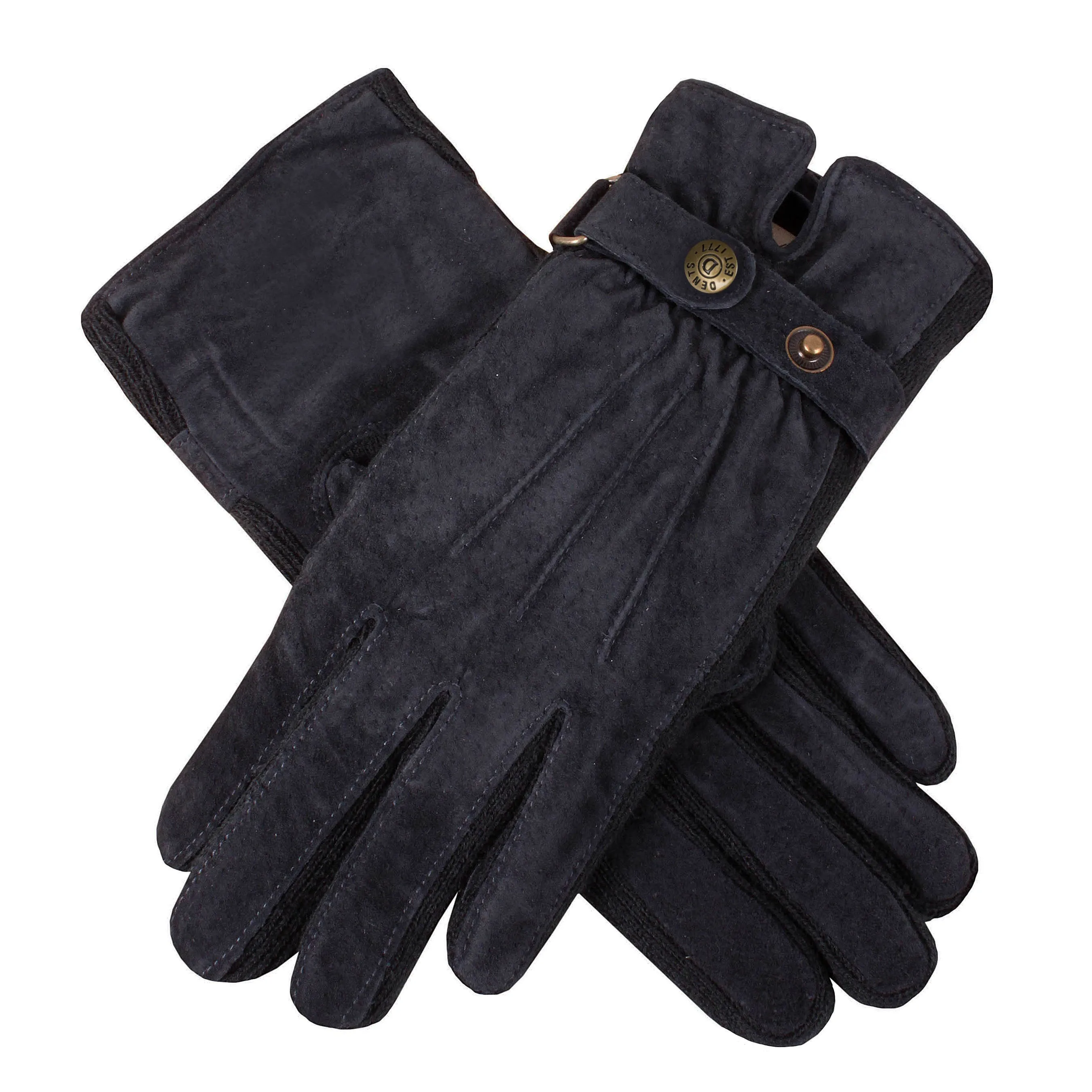 Women's Three-Point Fleece-Lined Suede Gloves