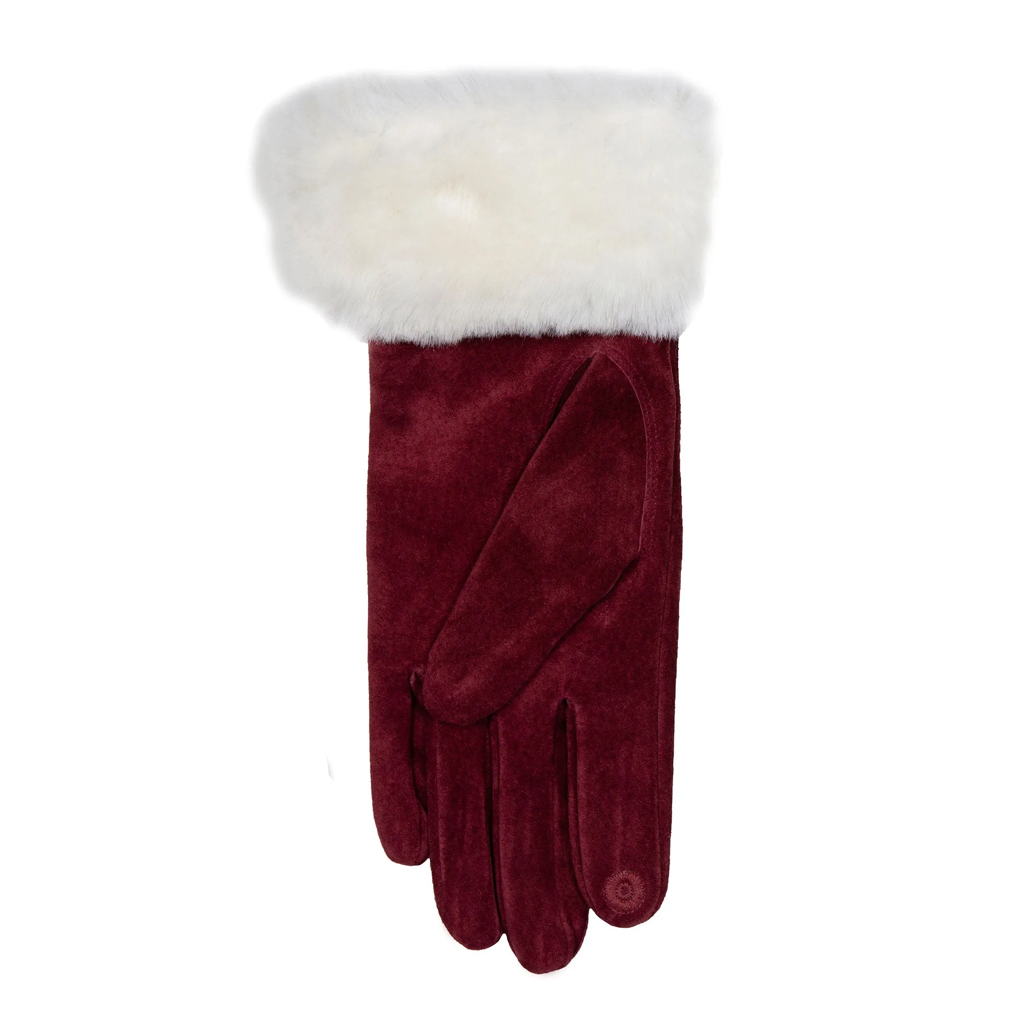 Women’s Touchscreen Water Resistant Lined Suede Gloves with Sheepskin Cuffs