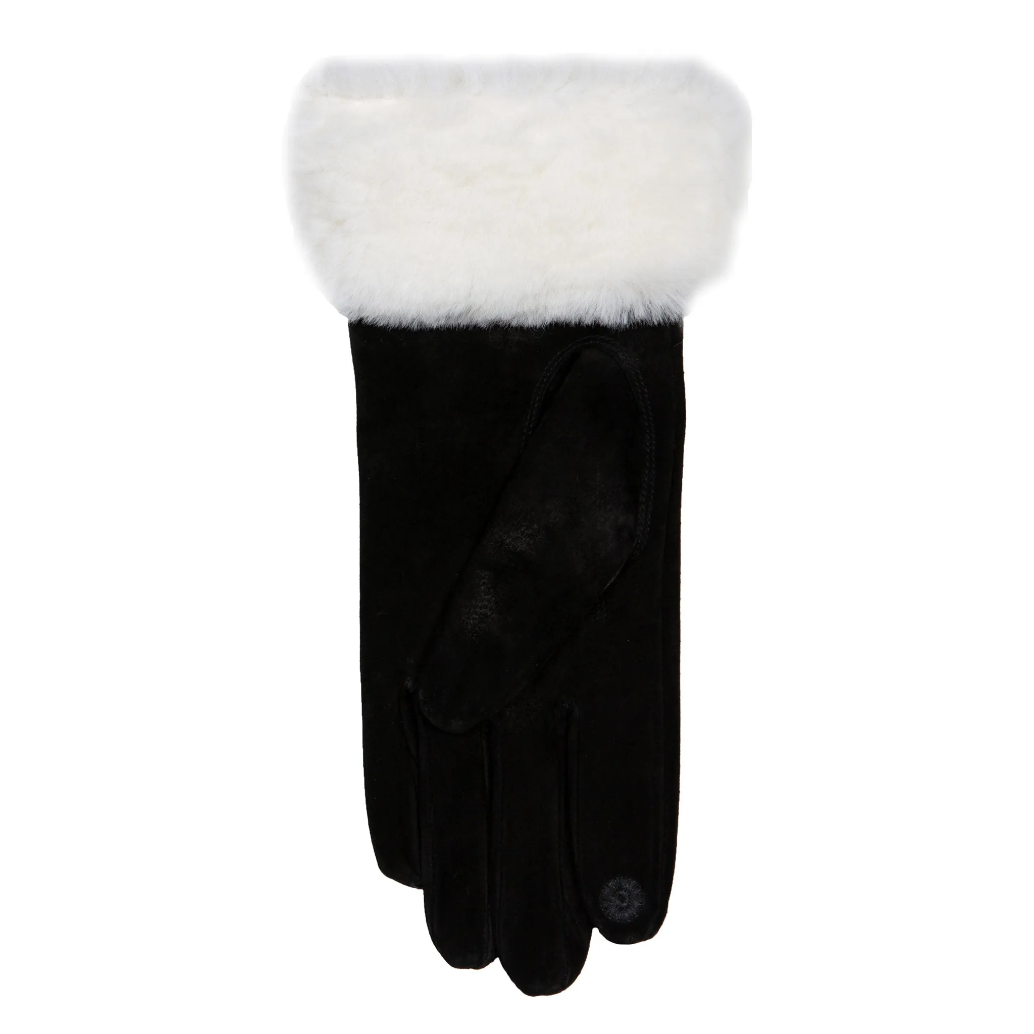 Women’s Touchscreen Water Resistant Lined Suede Gloves with Sheepskin Cuffs