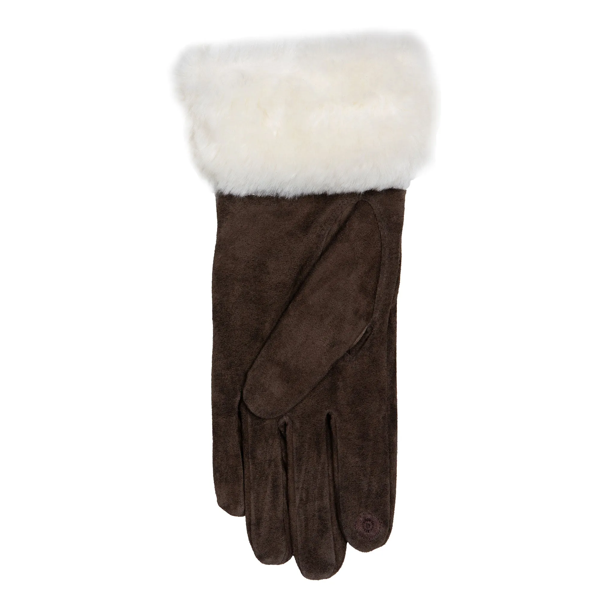 Women’s Touchscreen Water Resistant Lined Suede Gloves with Sheepskin Cuffs