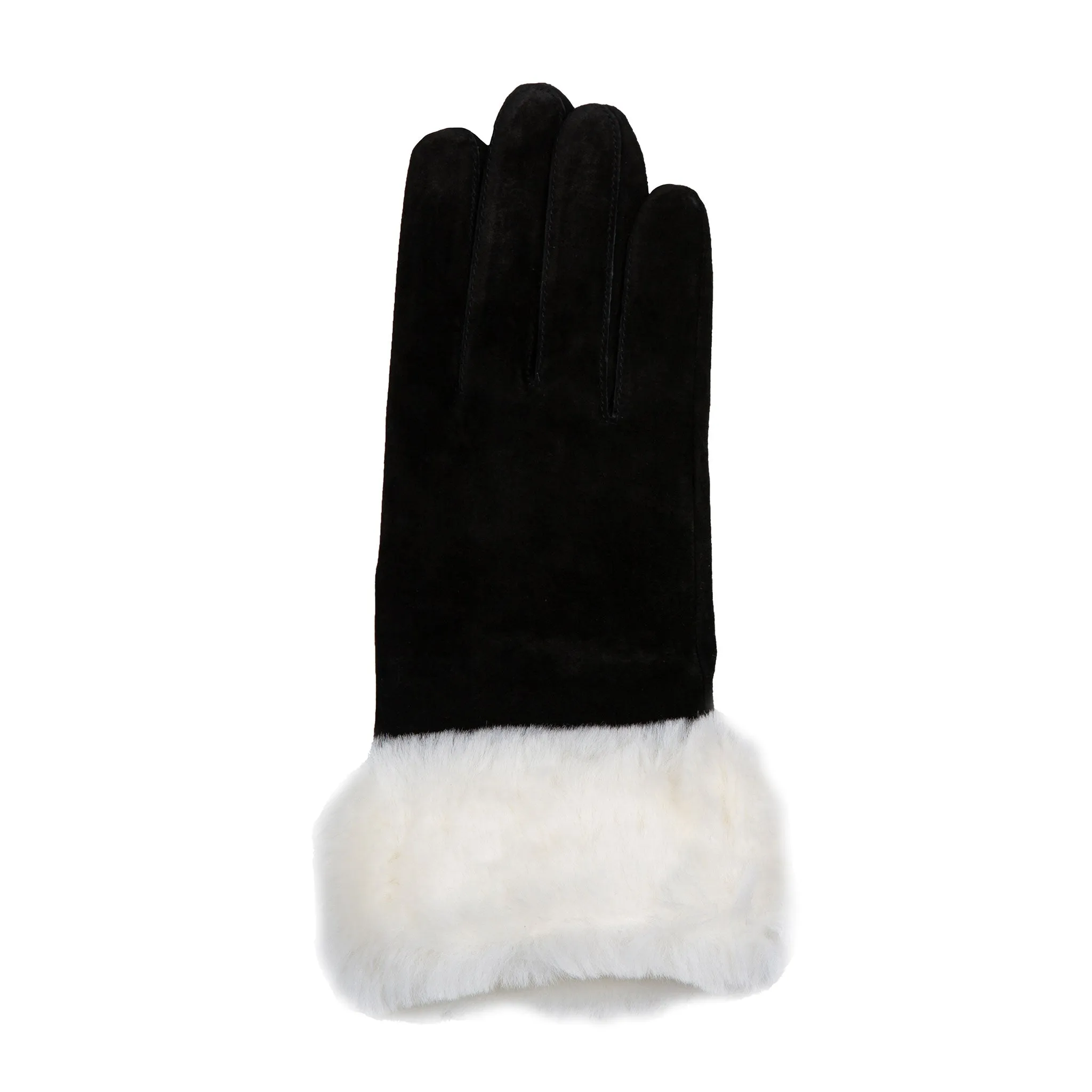 Women’s Touchscreen Water Resistant Lined Suede Gloves with Sheepskin Cuffs