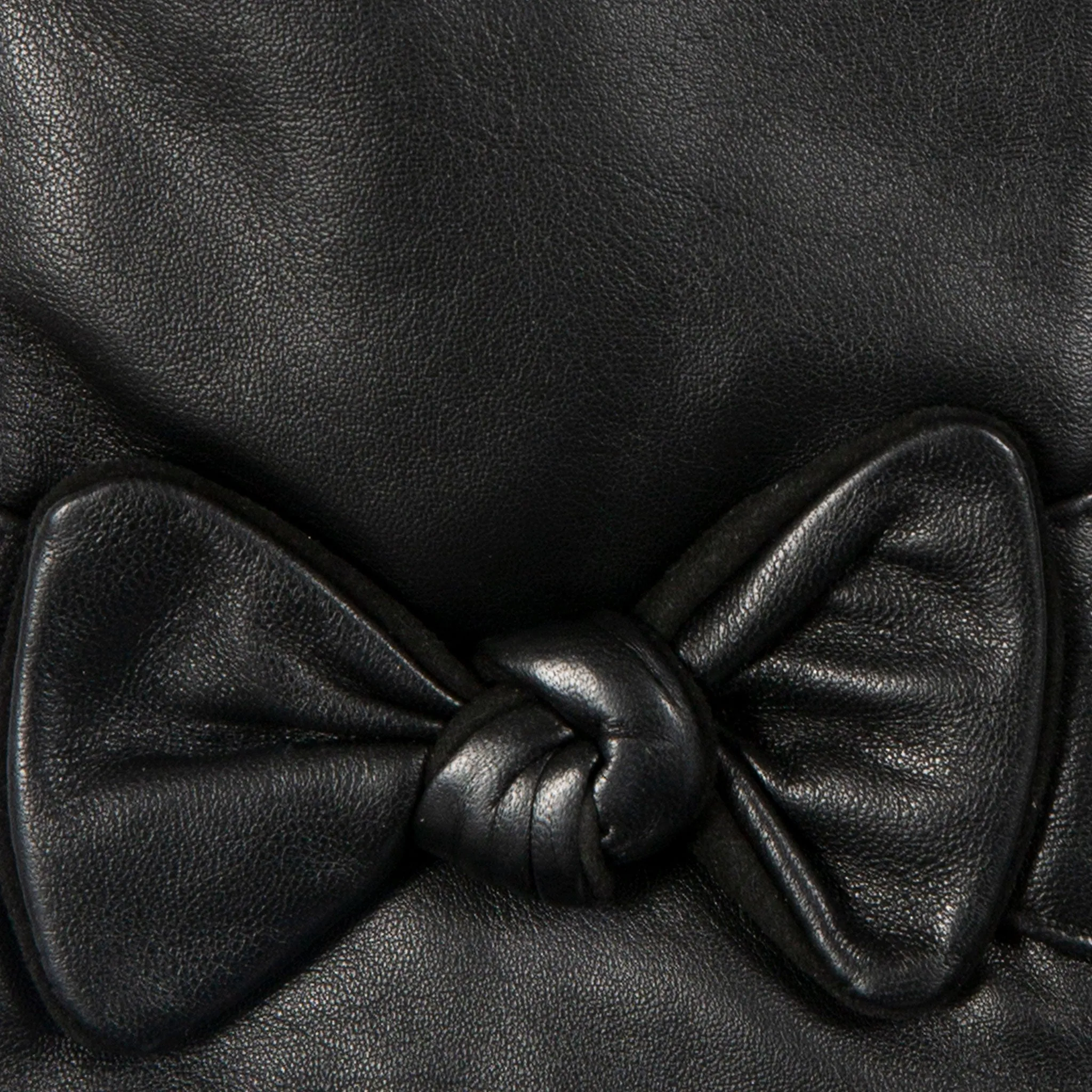 Women’s Touchscreen Wool-Lined Leather Gloves with Bow